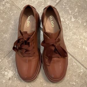 Aldo Chestnut Ribbon Lace platform oxfords